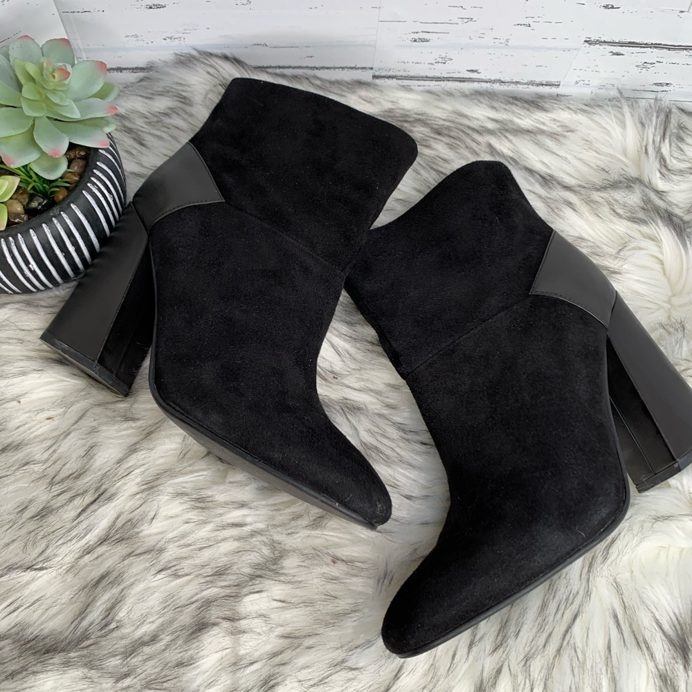 SEE BY CHLOE Luxury Minimalist Black Suede Square Toe Ankle Boots, 39.5/9.5 - Picture 3 of 14